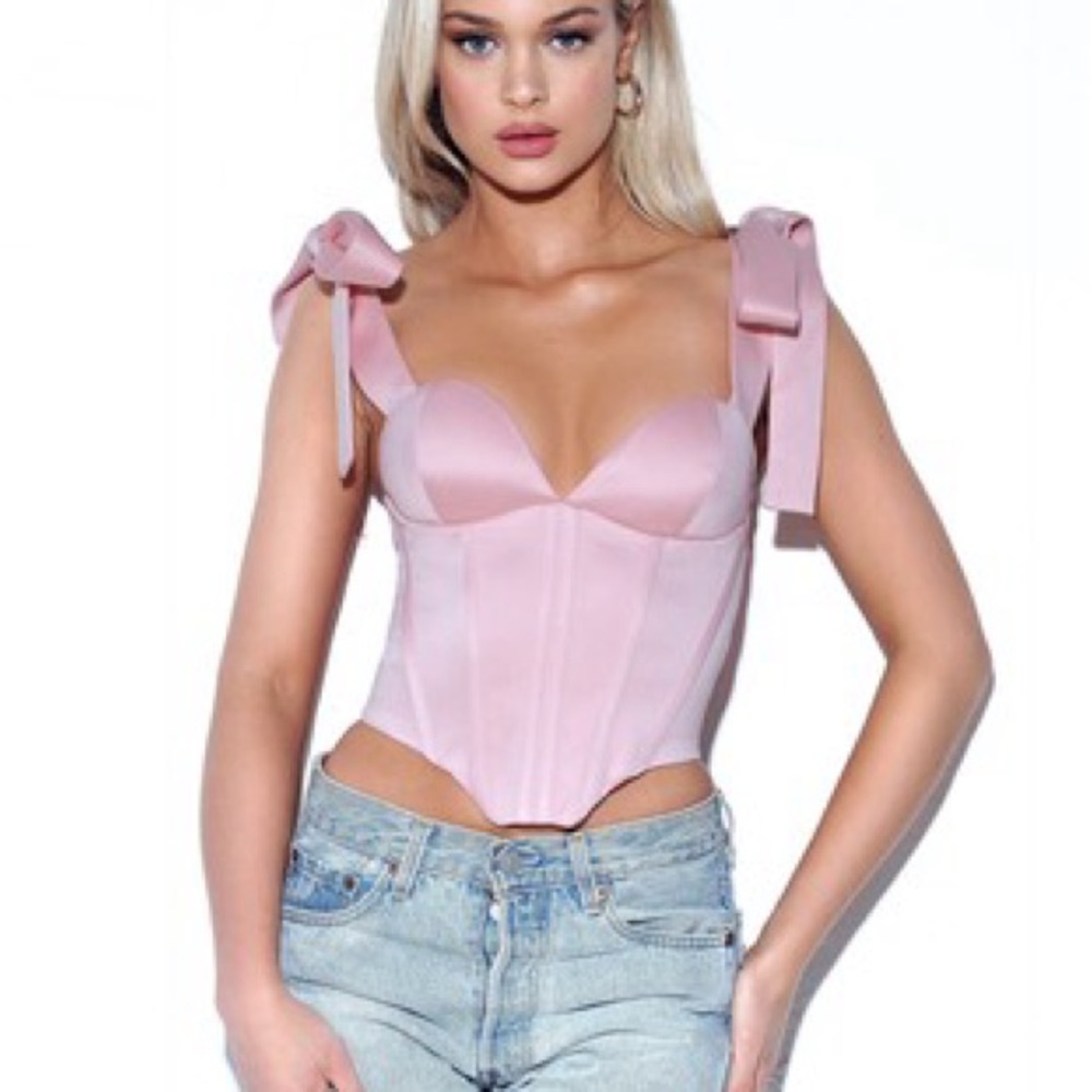 Pink Sleeveless Bustier Bodysuit with Cut Out
